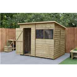 8ft x 6ft Pressure Treated Overlap Wooden Pent Shed (2.4m x 1.9m) - Modular - CORE