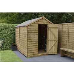 INSTALLED 8ft x 6ft Pressure Treated Windowless Overlap Apex Wooden Garden Shed - Single Door (2.4m x 1.9m) - Modular - INCLUDES INSTALLATION - CORE