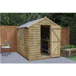 INSTALLED 8ft x 6ft Pressure Treated Overlap Apex Wooden Garden Shed -  Single Door (2.4m x 1.9m) - Modular - INCLUDES INSTALLATION - CORE