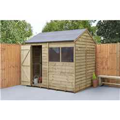 INSTALLED 6ft x 8ft Pressure Treated Apex Reverse Overlap Shed (2.4m x 1.9m) - Modular - INCLUDES INSTALLATION - CORE