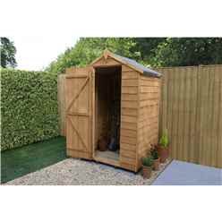 INSTALLED 3 x 4 (0.9m x 1.3m) Windowless Overlap Apex Shed With Single Door - Modular - CORE