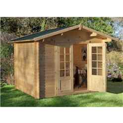 INSTALLED 2.2m x 2.2m Log Cabin With Double Doors - 28mm Wall Thickness **Includes Free Shingles** INCLUDES INSTALLATION