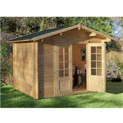 INSTALLED 3.0m x 2.5m Log Cabin With Double Doors - 28mm Wall Thickness **Includes Free Shingles** INCLUDES INSTALLATION