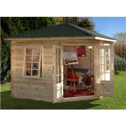 3.0m x 3.0m Corner Log Cabin With Double Doors - 28mm Wall Thickness **Includes Free Shingles**