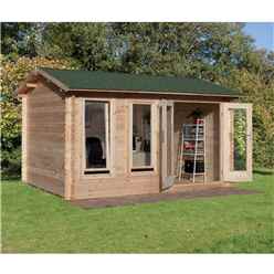 4.0m x 3.0m Reverse Log Cabin With Double Doors - 34mm Wall Thickness **Includes Free Shingles**
