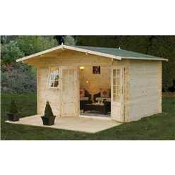 4.0m x 3.0m Classic Apex Log Cabin With Double Doors - 34mm Wall Thickness **Includes Free Shingles**