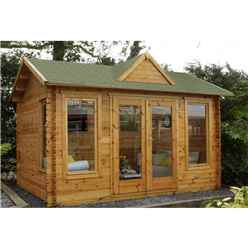 4.0m x 3.0m Reverse Log Cabin With Double Doors + 3 Large Windows - 34mm Wall Thickness **Includes Free Shingles**