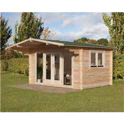 4.0m x 3.0m Contemporary Apex Log Cabin With Double Doors - 34mm Wall Thickness **Includes Free Shingles**