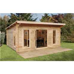 INSTALLED 5m x 4m Large Contemporary Log Cabin - 44mm Wall Thickness **Includes Free Shingles** INCLUDES INSTALLATION