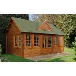 INSTALLED 5.5m x 4.0m Reverse Log Cabin + 8 Windows - 44mm Wall Thickness **Includes Free Shingles** INCLUDES INSTALLATION