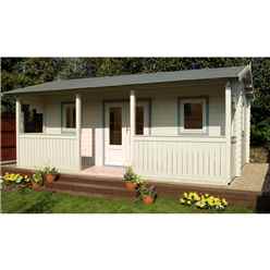 INSTALLED 5m x 4m Log Cabin + Integral Veranda - 44mm Wall Thickness **Includes Free Shingles** INCLUDES INSTALLATION