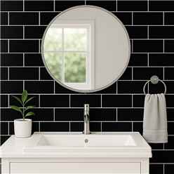 Black Gloss Metro Tiles (50 Pack - 1 Box – 1m2 Coverage) - Sink - Premium Ceramic Wall Finish - Inspired by New York Subway & SoHo Style - Includes UK Delivery