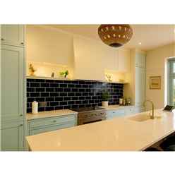 Black Gloss Metro Tiles (50 Pack - 1 Box – 1m2 Coverage) - Kitchen - Premium Ceramic Wall Finish - Inspired by New York Subway & SoHo Style - Includes UK Delivery