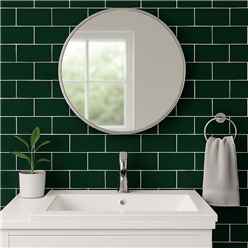 Deep Green Gloss Metro Tiles (50 Pack - 1 Box – 1m2 Coverage) - Sink - Premium Ceramic Wall Finish - Inspired by New York Subway & SoHo Style - Includes UK Delivery