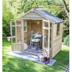 INSTALLED 7 x 5 Pressure Treated Overlap Summerhouse (219cm X 146cm) - INCLUDES INSTALLATION (CORE)