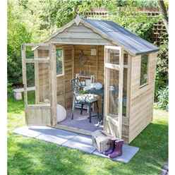 INSTALLED 7 x 7 Pressure Treated Overlap Summerhouse (219cm X 207cm) - INCLUDES INSTALLATION
