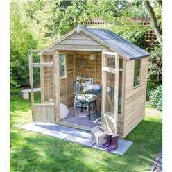 INSTALLED 8 x 6 Pressure Treated Overlap Summerhouse (258cm X 193cm) - INCLUDES INSTALLATION (CORE)