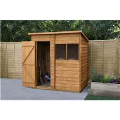 INSTALLED 6ft x 4ft Overlap Dip Treated Pent Shed - Single Door (1.8m x 1.3m) - Modular - INCLUDES INSTALLATION - CORE