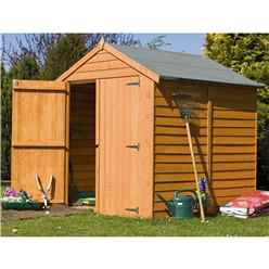 INSTALLED - 6 x 6 (1.76m x 1.82m) - Dip Treated Overlap - Apex Garden Shed - Windowless - Double Doors - 10mm Solid OSB Floor INSTALLATION INCLUDED