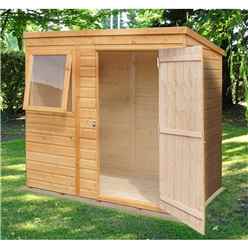 INSTALLED - 6 x 4 (1.16m x 1.77m) - Tongue & Groove - Pent Garden Shed - 1 Opening Window - Single Door - 12mm Solid OSB Floor INSTALLATION INCLUDED