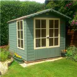 INSTALLED 7 x 7 (2.05m x 1.98m) - Premier Wooden Summerhouse - Double Doors - 1 Opening Window - 12mm T&G Walls - Floor - Roof INSTALLATION INCLUDED
