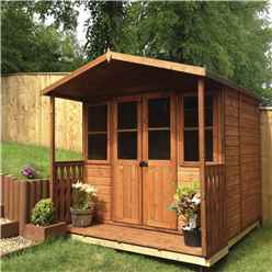 INSTALLED 7 x 7 (2.05m x 1.55m) -  Premier Wooden Summerhouse - Double Doors - Side Windows - 12mm T&G Walls & Floor INSTALLATION INCLUDED