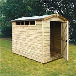 INSTALLED - 8 x 6 (2.39m x 1.79m) - Tongue And Groove Security - Apex Garden Wooden Shed - High Level Windows - Single Door - 12mm Tongue And Groove Floor And Roof -  INSTALLATION INCLUDED