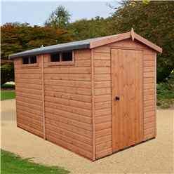 10 x 6 (2.99m x 1.79m) - Tongue And Groove Security - Apex Garden Wooden Shed / Workshop - High Level Windows - Single Door - 12mm Tongue And Groove Floor And Roof