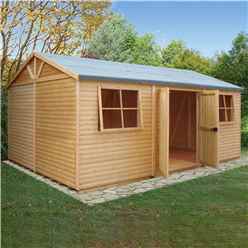 INSTALLED 12 x 18 (3.73m x 5.39m) - Tongue & Groove - Apex Workshop - 2 Opening Window - Double Doors - 16mm Tongue & Groove Floor INSTALLATION INCLUDED
