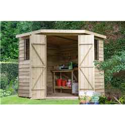 7ft x 7ft Pressure Treated Overlap Corner Shed (2.9m x 2.3m) -  Modular