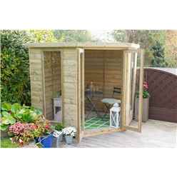 7 x 7 Tongue and Groove Corner Summerhouse (2.96m x 2.30m) - CORE (BS)