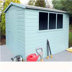 INSTALLED 8 x 6 (2.39m x 1.79m) - Tongue And Groove - Apex Workshop - 2 Windows - Single Door - 12mm Tongue And Groove Floor and Roof INSTALLATION INCLUDED