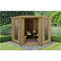 INSTALLED 8 x 8 Premier Corner Summerhouse (3.46m x 2.80m) - INCLUDES INSTALLATION - CORE (BS)