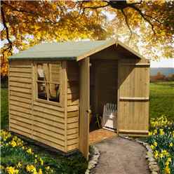 INSTALLED 7 x 7 (1.98m x 2.04m) Pressure Treated Overlap - Apex Wooden Garden Shed - 1 Opening Window - Double Doors - 10mm Solid OSB Floor INSTALLATION INCLUDED