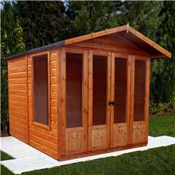 7 x 7 (2.69m x 2.05m)  - Premier Wooden Summerhouse - Double Doors + Side Windows - 12mm T&G Walls - Floor - Roof