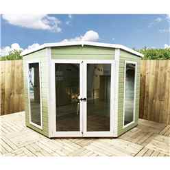 8 x 8 (2.25m x 2.25m) - Premier Corner Wooden Summerhouse - Double Doors - Side Windows - 12mm T&G Walls & Floor