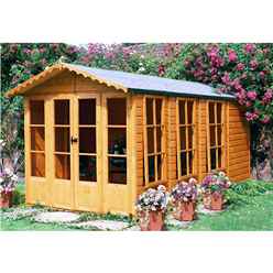 INSTALLED 13 x 7 (3.96m x 2.17m) - Premier Wooden Summerhouse + Roof Overhang + Optional Veranda - 12mm T&G - Walls - Floor - Roof INSTALLATION INCLUDED