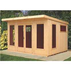 12 x 10 (3.59m x 2.99m) - Premier Pent Wooden Summerhouses - 6 Windows - Double Doors - 12mm T&G Walls - Extra Strength Floor 16mm T&G