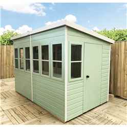 8 x 8 (2.44m x 2.39m) - Premier Pent Wooden Summerhouse - Potting Shed - 2 Opening Windows - Single Side Door - 12mm T&G Walls - Floor - Roof