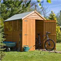 7 x 5 (2.04m x 1.61m) - Dip Treated Overlap - Apex Garden Shed - 4 Windows - Double Doors