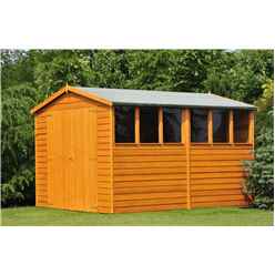 10 x 6 (2.99m x 1.79m) - Dip Treated Overlap - Apex Garden Shed - 6 Windows - Double Doors
