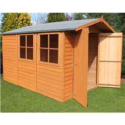 10 x 7 (2.97m x 2.04m) - Dip Treated Overlap - Apex Garden Shed - 2 Opening Windows - Double Doors