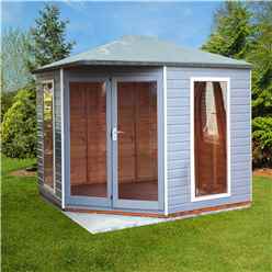 7 x 7 (2.16m x 2.16m) - Premier Corner Wooden Summerhouse - Double Doors -  Side Windows - 12mm T&G Walls & Floor 
