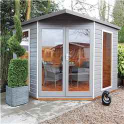 8 x 8 (2.5m x 2.5m) - Premier Corner Wooden Summerhouse - Double Doors - Side Windows - 12mm T&G Walls and Floor