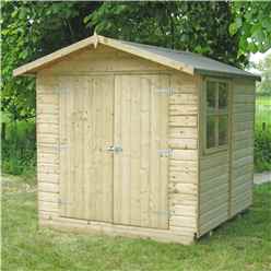 7 x 7 (2.09m x 2.09m) - Pressure Treated Tongue And Groove - Apex Workshop - 1 Opening Window - Double Doors - 12mm Tongue And Groove Floor