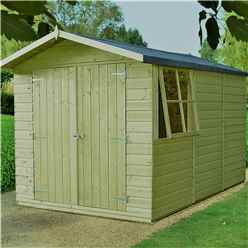 INSTALLED 10 x 7 (2.99m x 2.15m) - Pressure Treated Tongue And Groove - Apex Garden Wooden Shed - Double Doors - 2 Opening Windows - 12mm Tongue And Groove Floor - INSTALLATION INCLUDED