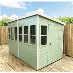 6 x 6 (1.83m x 1.83m) - Premier Pent Wooden Summerhouse - Potting Shed - 2 Opening Windows - Single Side Door - 12mm T&G Walls - Floor - Roof