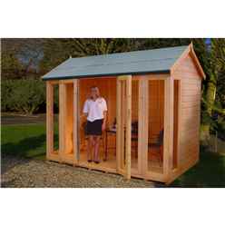 INSTALLED 10 x 8 (2.99m x 2.39m) - Premier Wooden Summerhouse - Bifold Doors - 12mm T&G Walls - Floor - Roof INSTALLATION INCLUDED
