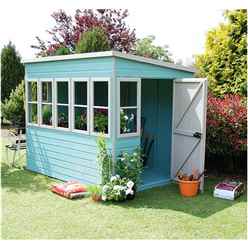 INSTALLED 6 x 6 (1.83m x 1.83m) - Premier Pent Wooden Summerhouse - Potting Shed - 2 Opening Windows - Single Side Door - 12mm T&G Walls - Floor - Roof INSTALLATION INCLUDED