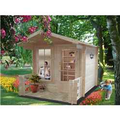 INSTALLED - 2.4m x 2.4m Premier Log Cabin With Fully Glazed Single Door With Single Window + Free Floor & Felt (19mm) INSTALLATION INCLUDED